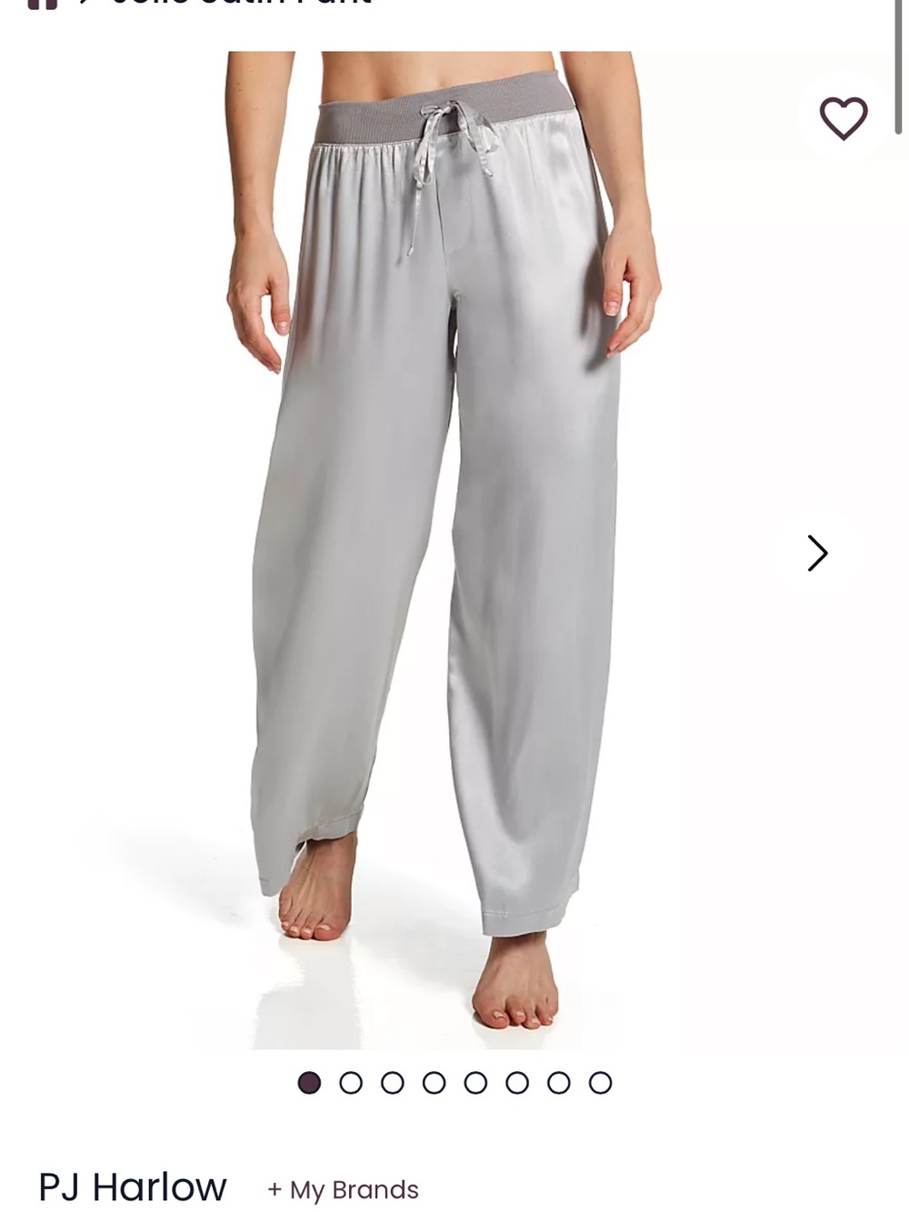 PJ Harlow Satin Wide-Leg Lounge Pants in Silver